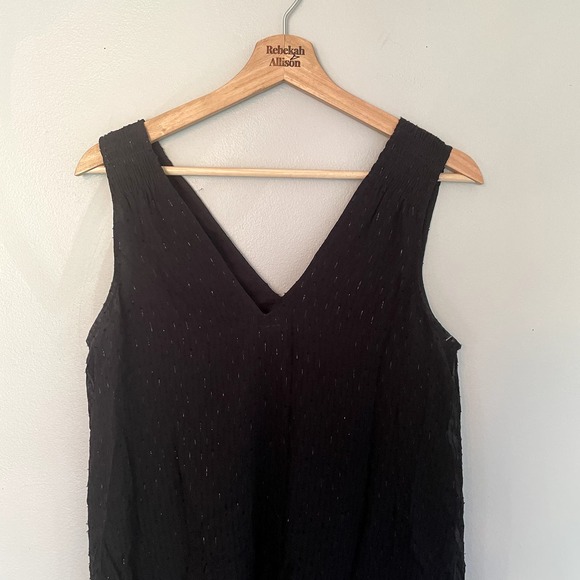 Madewell Nightshine Dress Black Silk Sparkly Shift Dress Size 2 - Picture 7 of 16